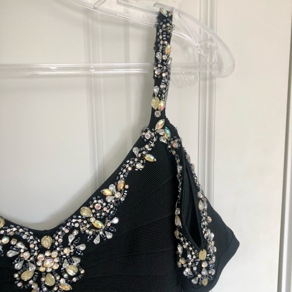 BEADED Cold Shoulder Bodycon Dress - Picture 3 of 10